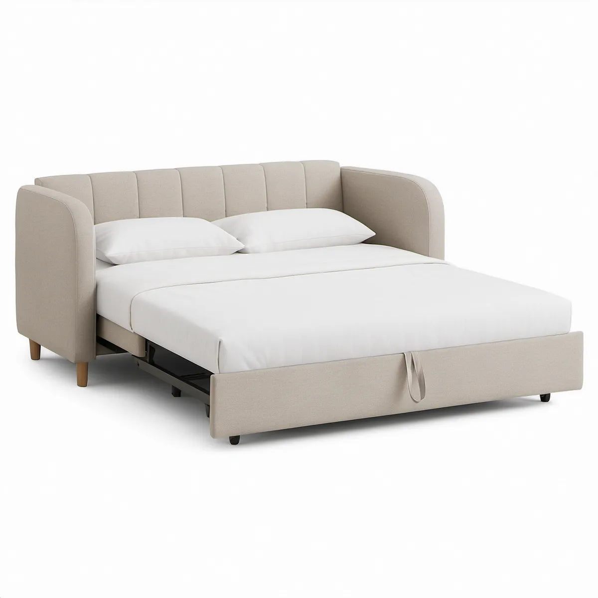 Ausziehbares Schlafsofa mit Liegefläche 140 x 200 cm, Beige